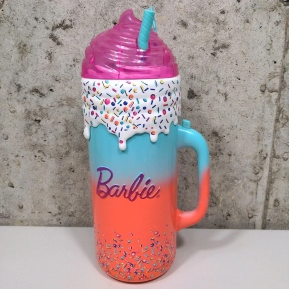 Mattel Barbie Milkshake Tumbler Cup 40oz 2023 New Teal Pink Sprinkles‎ Huge Mug